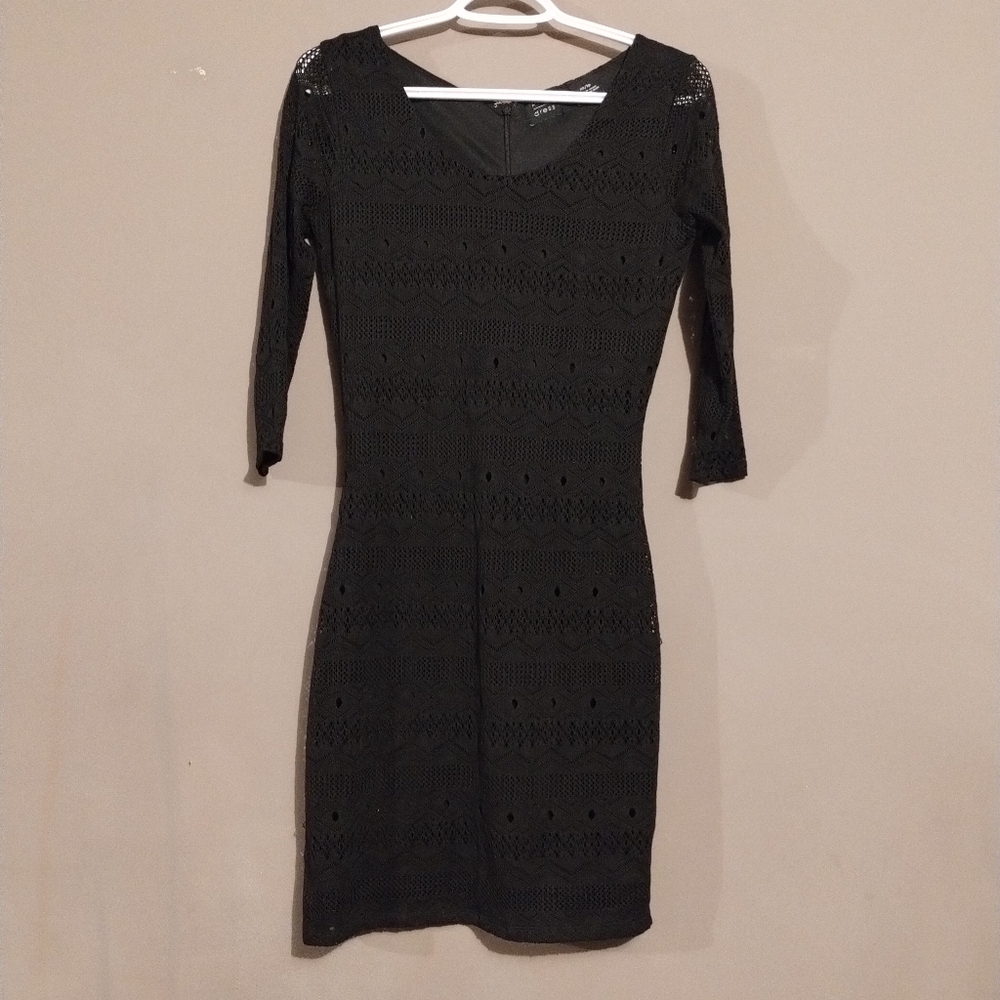 Press Dress Elegant Black Lace Overlay Dress